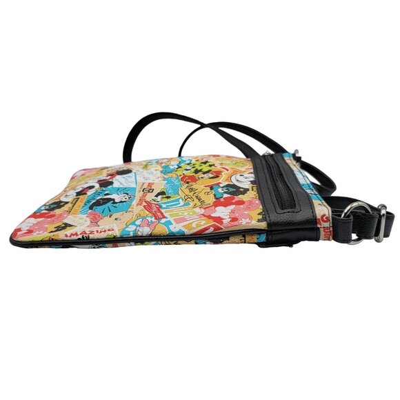 Disney Parks Retro Characters Bag Multicolor Pebbled Adj Dumbo Bambi Crossbody - Picture 3 of 10